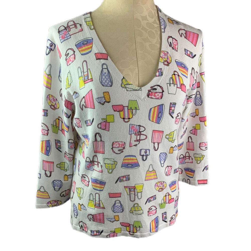 Large Andrea Viccaro‎ Women's New Handbag Print V-Neck Sweater